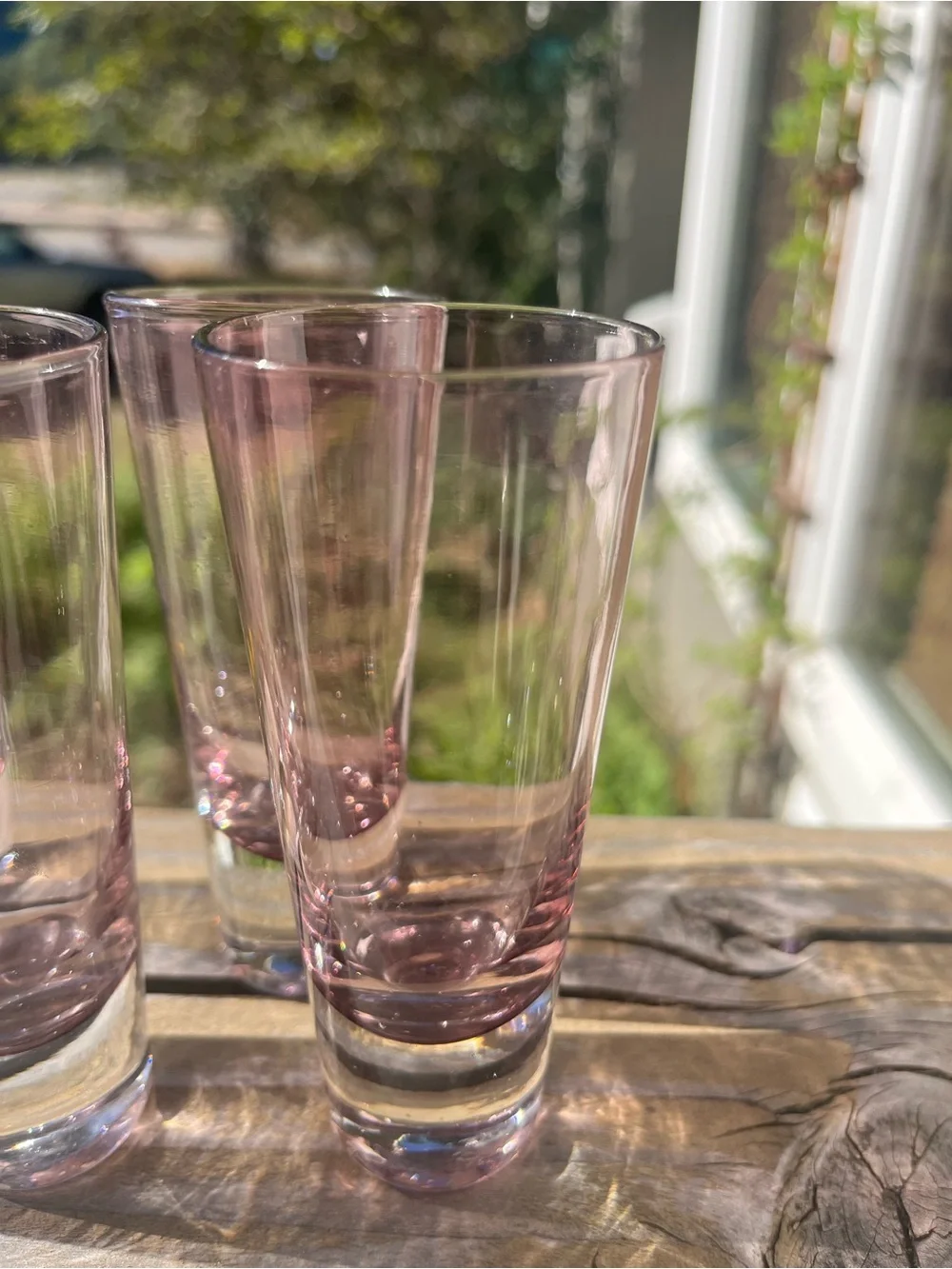 Set of 5 Vintage Pale Pink Double Shot Glasses Beautiful!